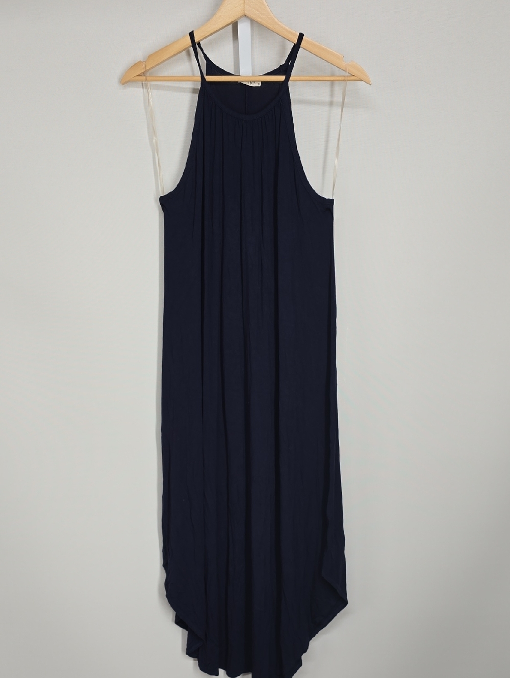 Olivia Rae Navy Halter Maxi Dress with Slim Straps